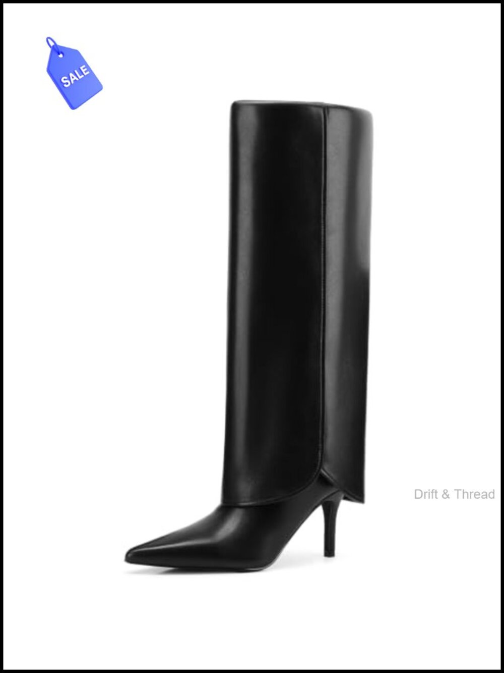 Women's Knee High Fold-Over Stiletto Boots Pointed Toe